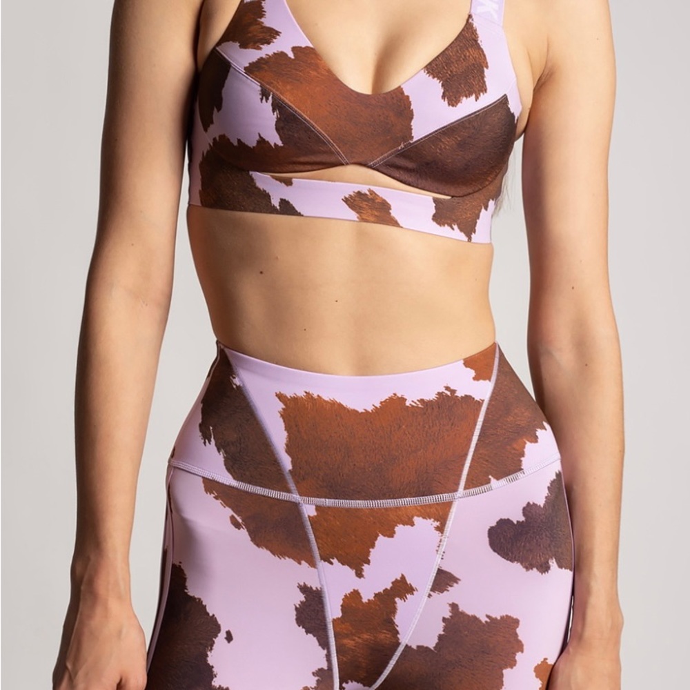 Ivy Park Cow Print leggings and sports Bra